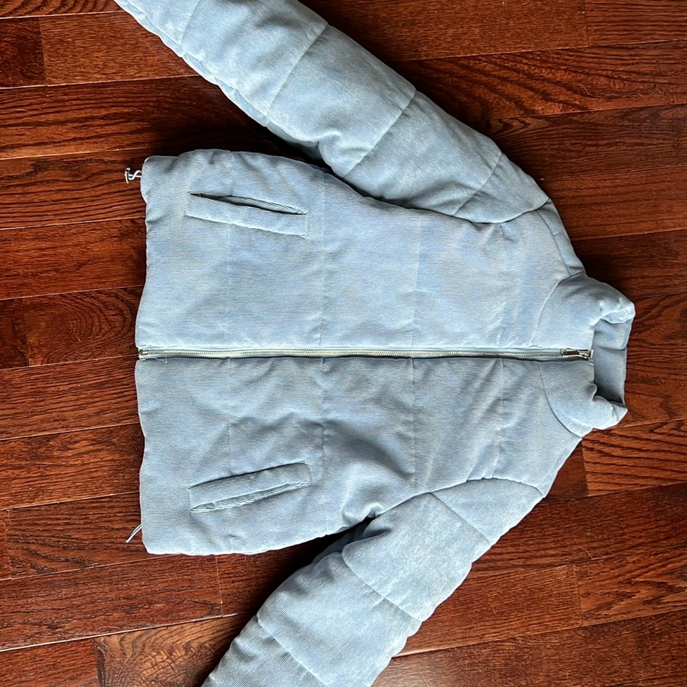 Lt. Blue Fall/Winter Corduroy Zippered Coat